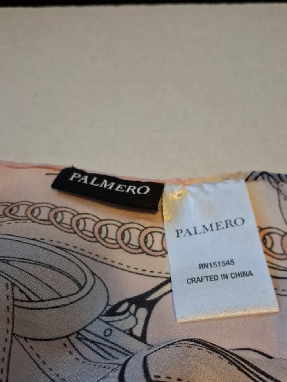 NIB- Silky Equestrian Print Scarf in Blush Pink